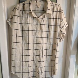 a.n.a Cream and Black Checkered Cotton Shirt